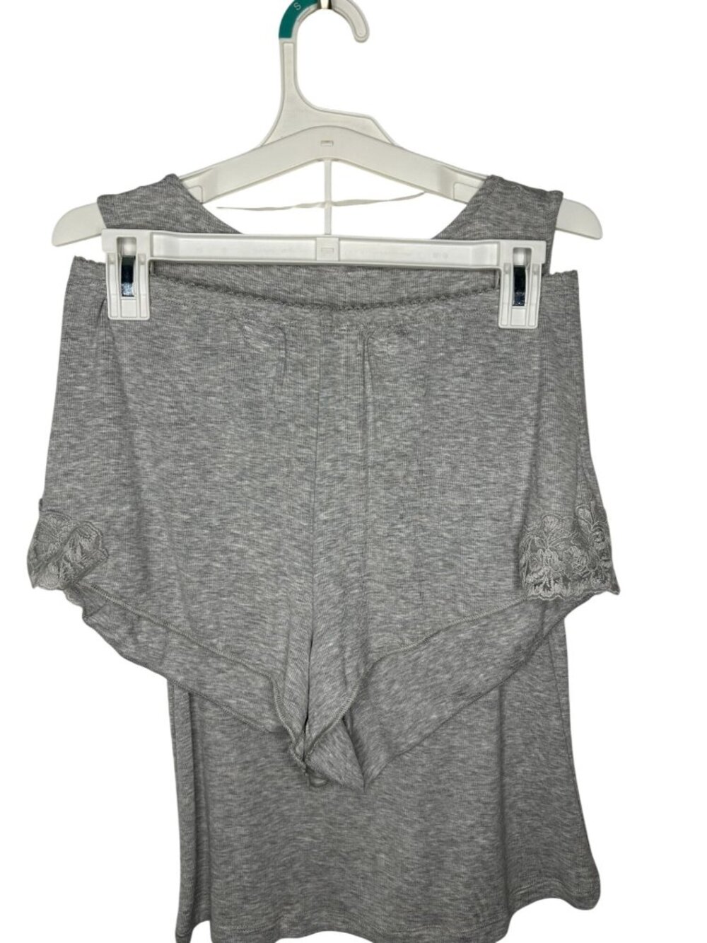 NWT Women's Small Lace Trim Ribbed Tank Top and Shorts Pajama Set - Auden MSRP $